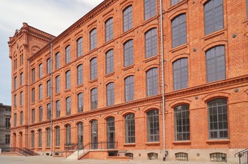 Architecture of the city of Lodz.,Poland - Former factory - Revitalized buildings - details
