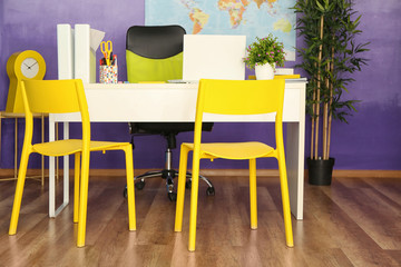 Office interior of travel agency