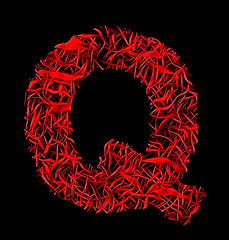 letter Q red artistic fiber mesh style isolated on black