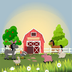 happy and cheerful farm animals