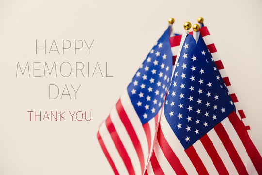 text happy memorial day and american flags