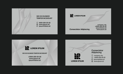 Gray business cards set. Abstract polygonal style background for personal business card.