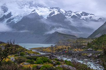 Hooker Valley Track, One of the most popular walks in Aoraki/Mt Cook National Park, New Zealand 