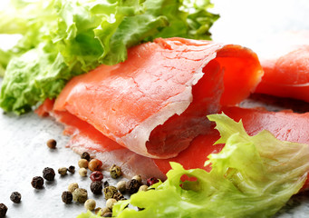 rolled sliced salmon