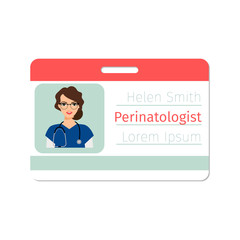 Female perinatologist medical specialist badge