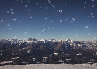 White network against mountains