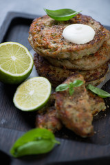 Closeup of roasted vegetarian cutlets, selective focus, shallow depth of field