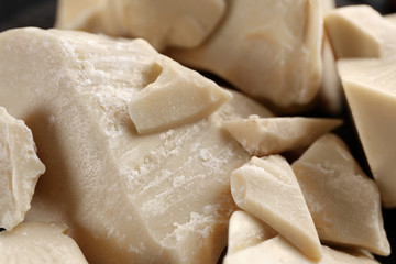 Pieces of cocoa butter, closeup