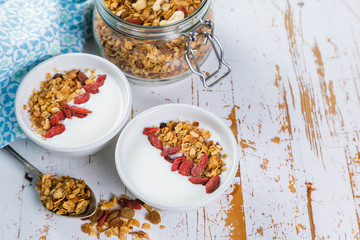 Granola in glass jar