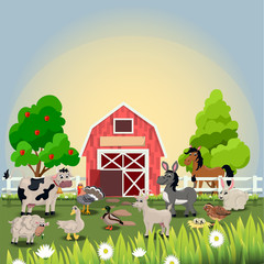 happy and cheerful farm animals
