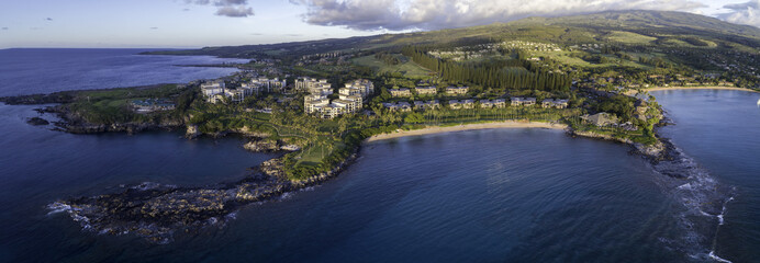 Kapalua Bay panoramic, Maui, Hawaii - obrazy, fototapety, plakaty