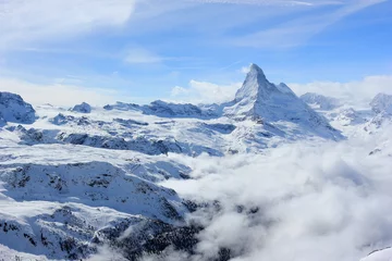 Fototapete Matterhorn View of the Matterhorn from the Rothorn summit station. Swiss Alps, Valais, Switzerland.