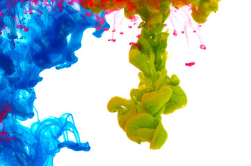 Abstract mixing colored paint in the water