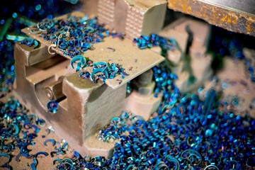 Metal shavings close up