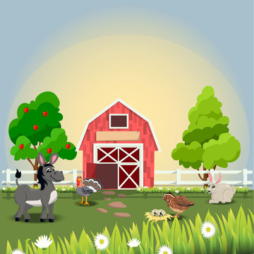 happy and cheerful farm animals
