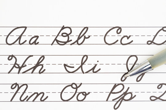 Learning to write cursive lettering