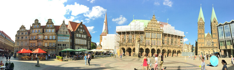 CELLE, GERMANY - JULY 2016: Tourists visit city center. Celle attracts 3 million people annually