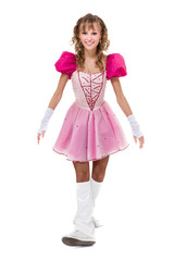 Disco dancer showing some movements against isolated white