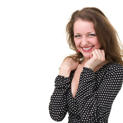 beautiful coquette young woman, isolated on white