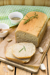 White bread with dried herbs of Provence and garlic