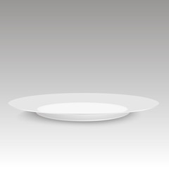 Empty plate with soft shadow on white background. Vector illustration
