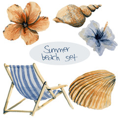 Watercolor Beach Summer set, 5 objects - 156331781