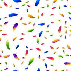 Seamless pattern of different colors feather . vector illustration