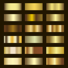 Set of Gold gradient background vector texture metallic illustration