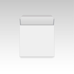 Open mock up product cardboard package box. Front View.  Vector
