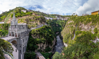 Panoramic view of Las Lajas Sanctuary - Ipiales, Colombia