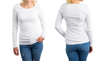 White long sleeve shirt template, front and back