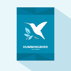 Naklejka premium Flyer or brochure cover flat design with humming bird icon