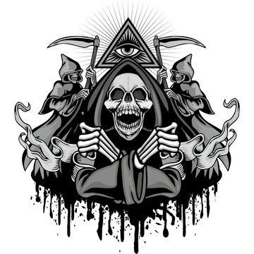 grunge skull coat of arms