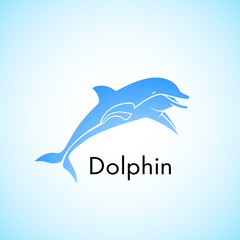 Dolphin who is jumping out of water a vectorial illustration.
