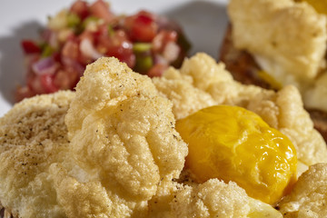 a cloud egg with a side of salsa cruda