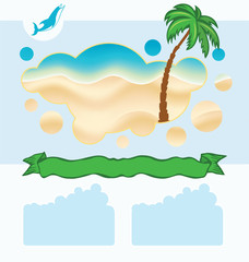 Travel template, vector background with palm illustration