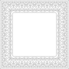 Square openwork black and white frame in retro style