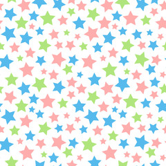 Star seamless pattern. Colorfull star background. Chaotic elements. Abstract geometric shape texture. Effect of sky. Design template for wallpaper,wrapping, textile. Vector Illustration
