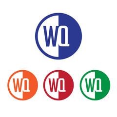 WQ initial circle half logo blue,red,orange and green color