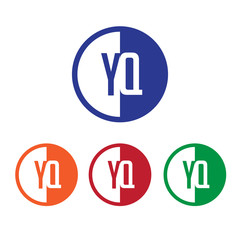 YQ initial circle half logo blue,red,orange and green color