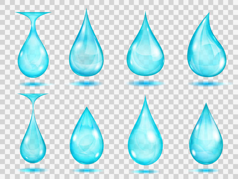 Transparent light blue drops