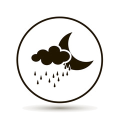 Moon, rain  and cloud icon. Weather forecast.  Black icon on a white background