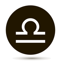 Libra zodiac sign. Astrological symbol icon in circle. On black background.