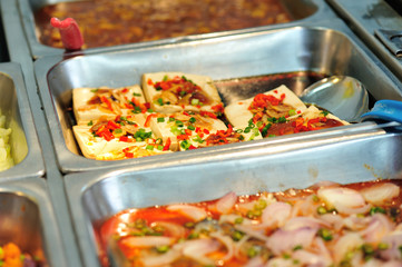 Chinese fast food buffet food in restaurant