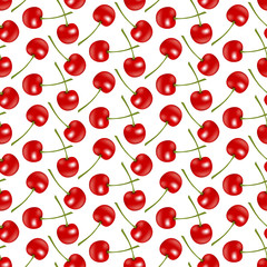 Obraz na płótnie Canvas Seamless background of cute red cherry berries. Pattern