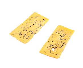 Single slice of a mold cheese isolated
