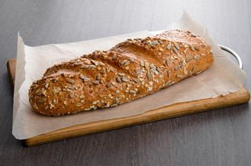 Home made bread on wooden table