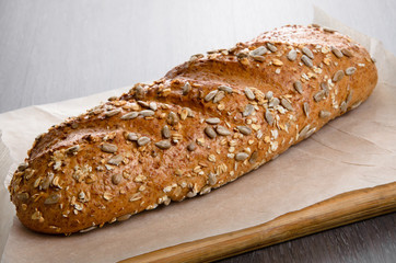 Home made bread on wooden table