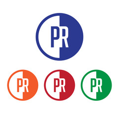 PR initial circle half logo blue,red,orange and green color