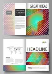 Business templates for bi fold brochure, flyer, report. Cover template, abstract vector layout in A4 size. Minimalistic design with circles, diagonal lines. Geometric shapes, beautiful background.